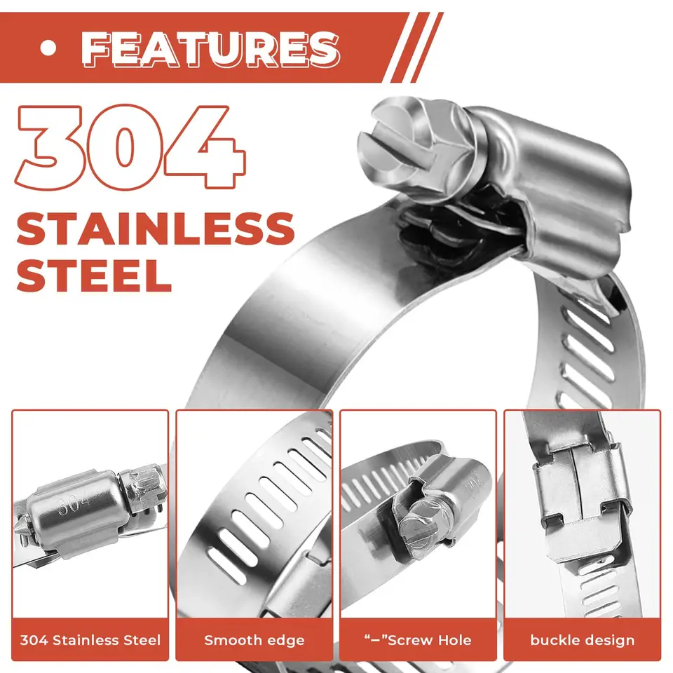 304 Stainless Steel Jubilee Clips | 24pc Automotive Set | 6-51mm Fuel Hose Clamp - Thumbnail 4