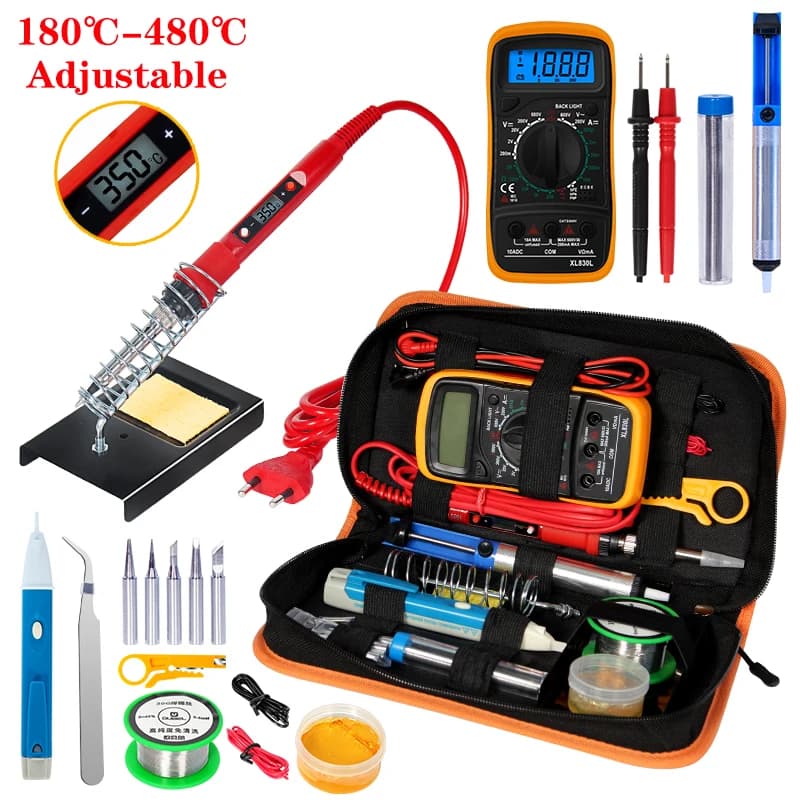 80W Soldering Station Kit | Adjustable Temperature Control | Includes Multimeter & Welding Tools - Thumbnail 2