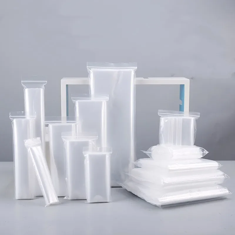 Sack Liners: Various clear plastic bags in different sizes on a light background.