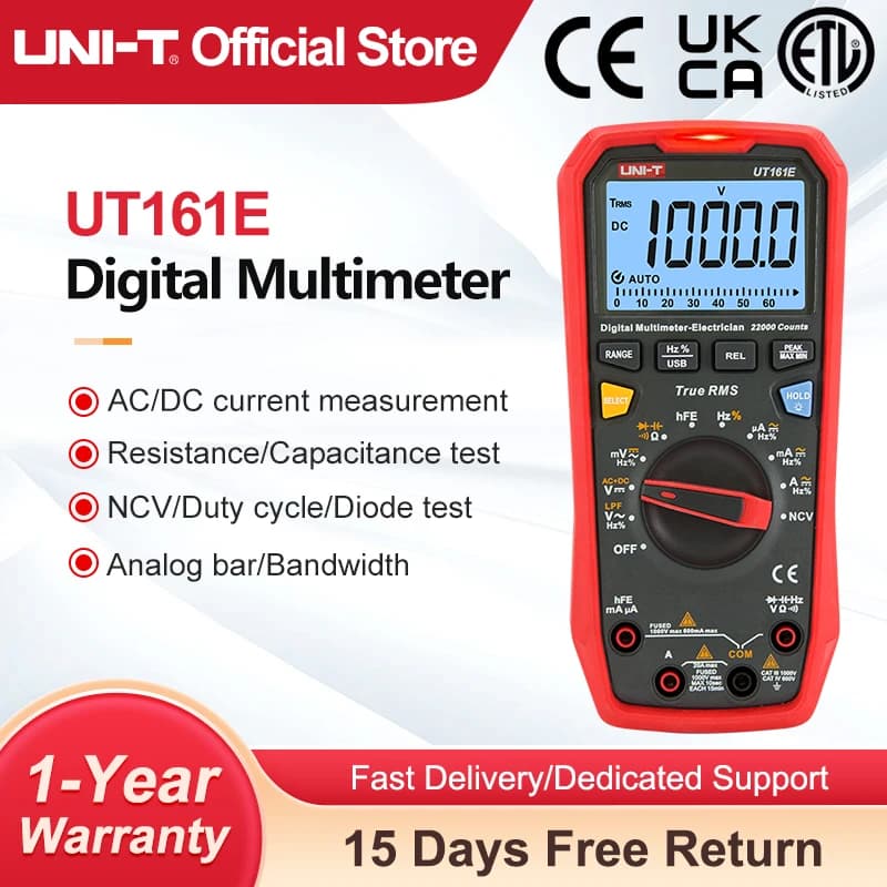 UNI-T UT161E Multimeter | 1000V DC AC Voltmeter | Proving Unit Function - Thumbnail 3