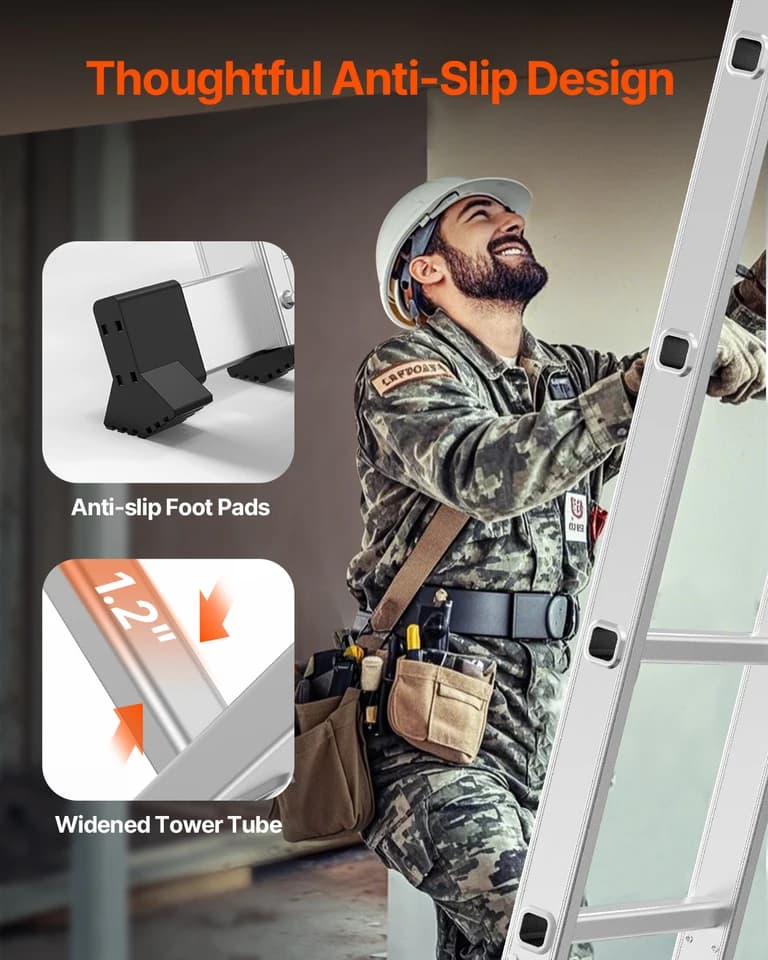 Multi-Purpose Folding Ladder with Ladder Standoff | 7-in-1 Telescopic | A-Frame Adjustable - Thumbnail 7