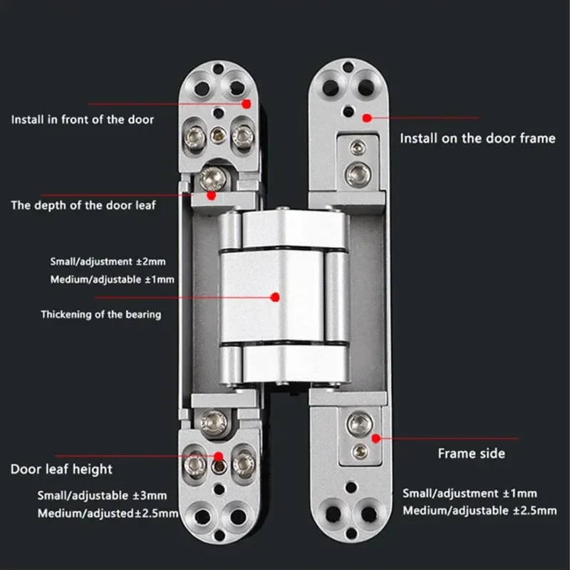 Invisible Gate Hinges | 3D Adjustable Bearing | Bright Chrome Zinc Alloy - Thumbnail 6