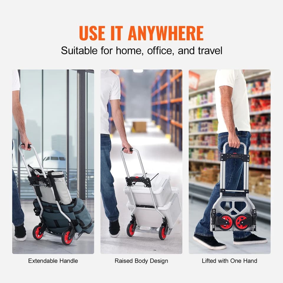 Folding Aluminium Stair Climbing Sack Truck | 80kg Telescopic Handle | Home & Industrial - Thumbnail 5