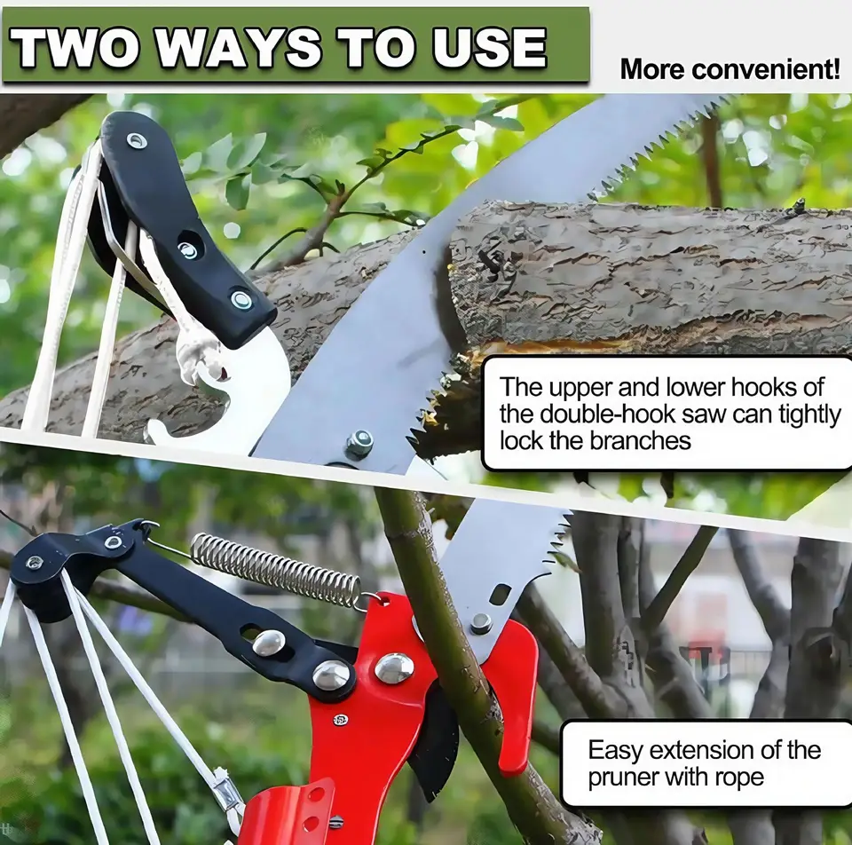 Long Reach Tree Pruner Secateurs | High-Altitude Branch Trimmer | Garden Plant Clipper - Thumbnail 3