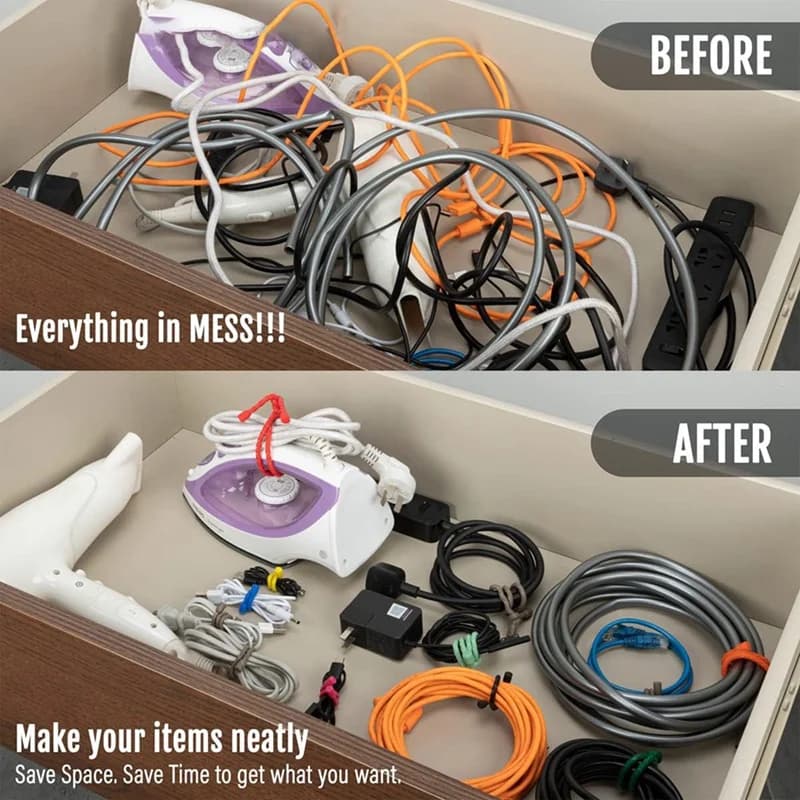 Wall Ties | 18-Inch Reusable Silicone Twist Straps | Cord Organizers - Thumbnail 4