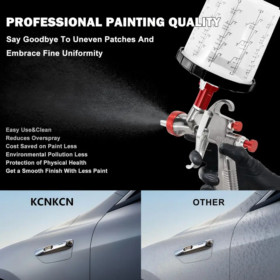R500 LVLP Paint Sprayer | 1.3-2.0mm Nozzles & Regulator | Gravity Feed Gun - Thumbnail 5