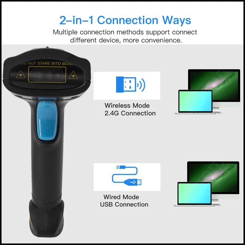 1D/2D Wireless Barcode Scanner | Handheld QR & PDF417 Code Reader | Industrial Supply - Thumbnail 4