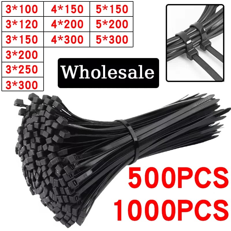 Professional-Grade Cable Management Kit | 500-Piece Nylon Zip Ties | Heavy-Duty Self-Locking Straps - Thumbnail 2