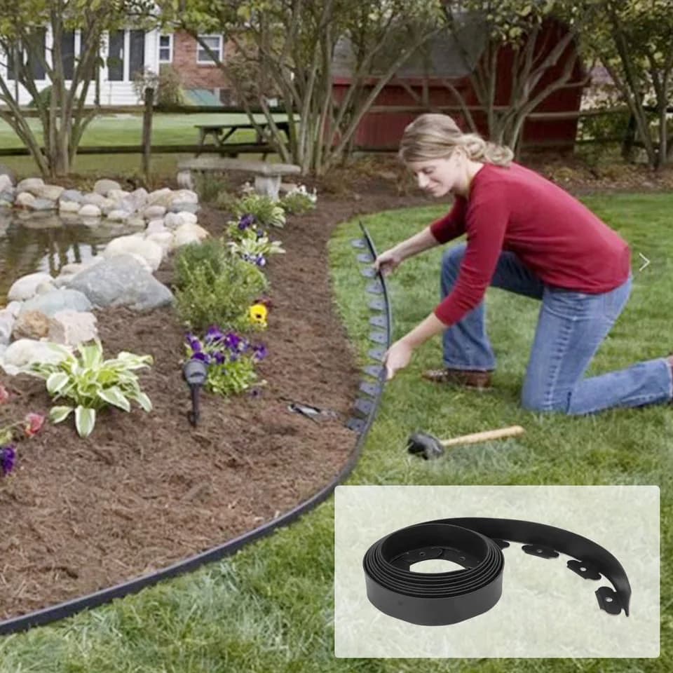 Panacea Metal Landscape Edging Kit | Weatherproof & Flexible | Easy Install with 30 Spikes - Thumbnail 2
