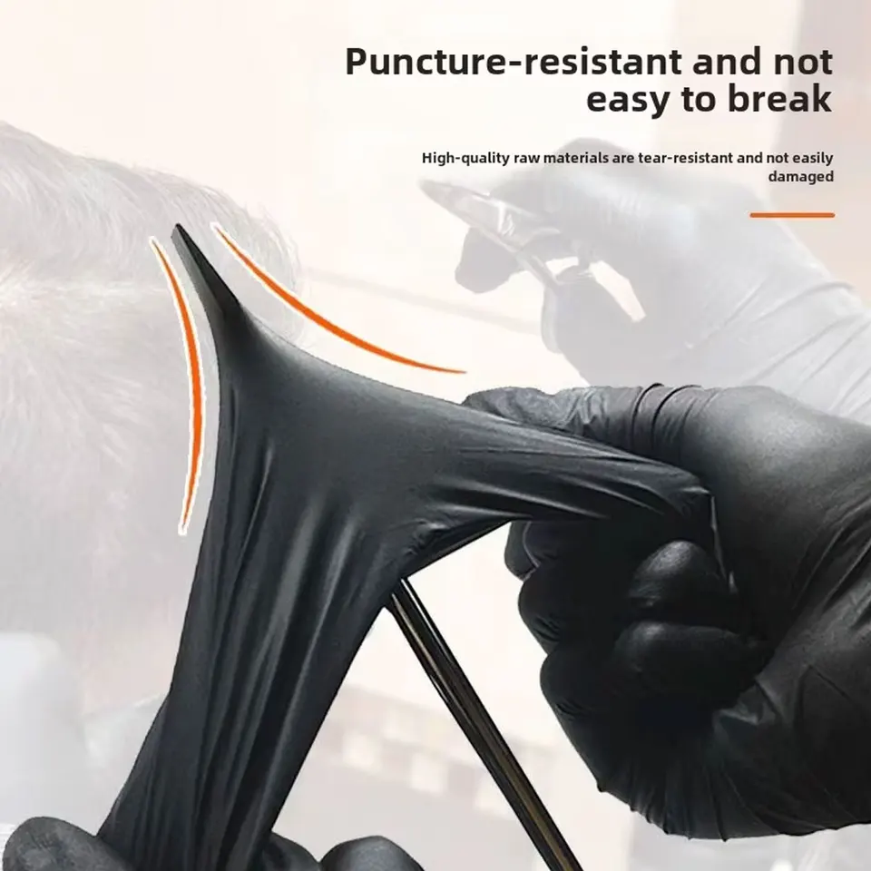 Latex-Free Gloves Disposable | Black Nitrile | Food Safe Catering & Prep - Thumbnail 3
