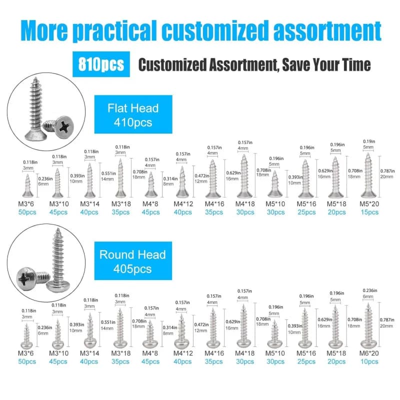 Stainless 304 Steel Wood Screws Assortment M3-M6 | Phillips Truss & Flat Head | Decking & Drywall Fixings - Thumbnail 4