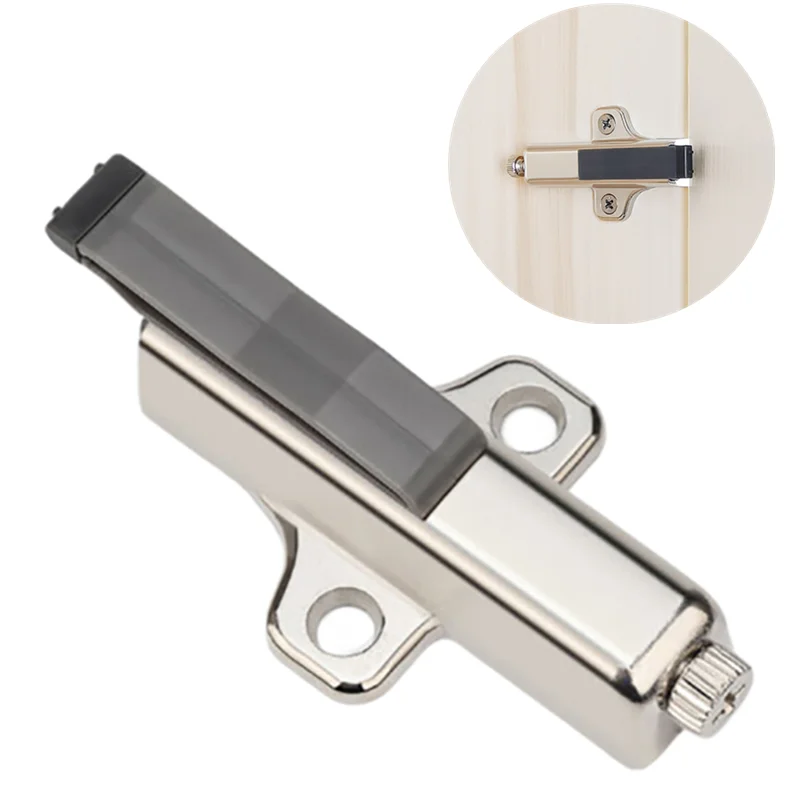 Zinc alloy automatic hinge buffer damper for wardrobes and cupboards, featuring adjustable full overlay design with shock absorption and noise reduction.