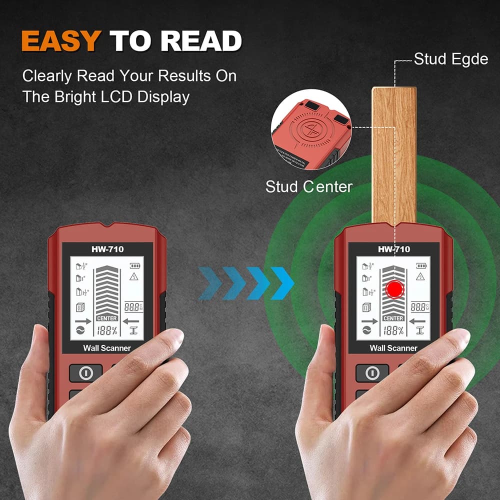 Stud Finder Wall Scanner | 6-in-1 Multifunction Detector | Wood, AC Wire, Metal Pipes