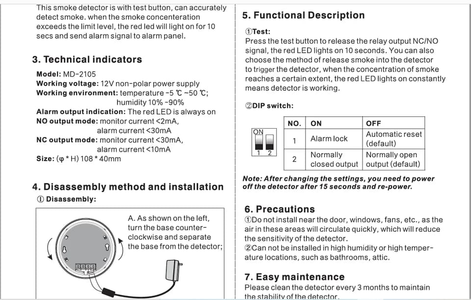 Meian MD-2015 Wired Smoke Detector | 24-Hour Zone Monitoring | Hardwired Fire Alarm - Thumbnail 6