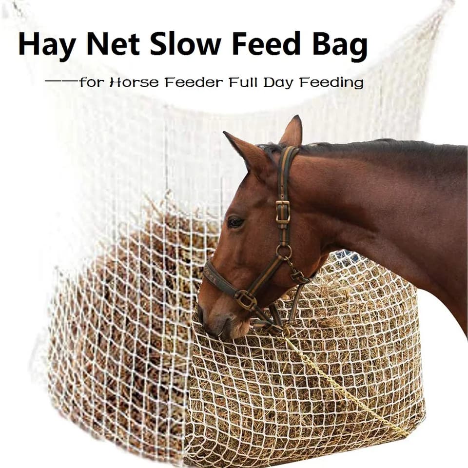 Large Slow Feed Hay Net | Small Holes | Horse & Cattle All-Day Feeder - Thumbnail 2