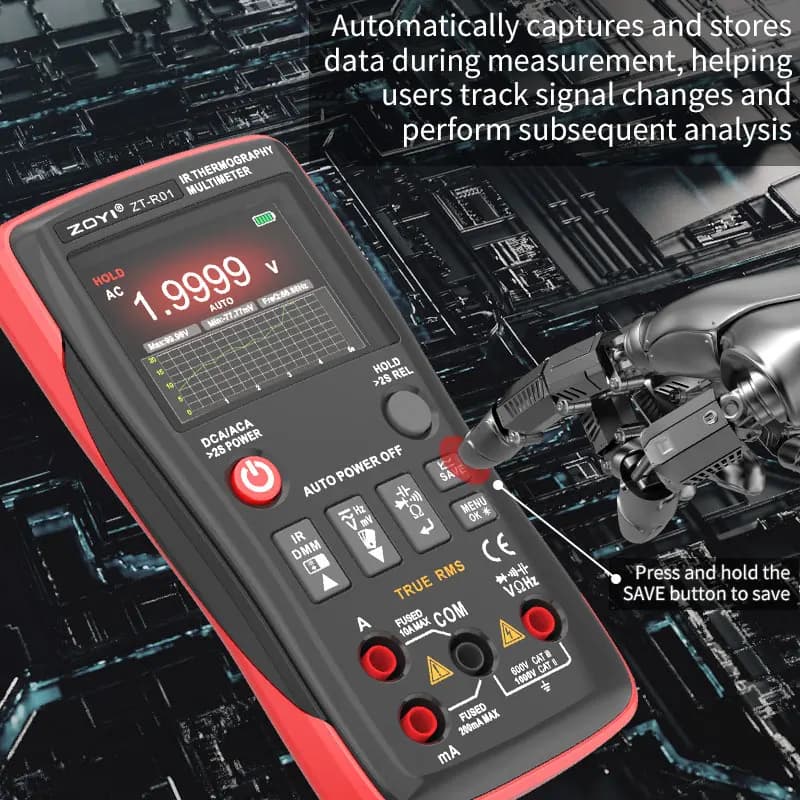 ZT-R01 Thermal Imaging Multimeter | 2-in-1 IR & Electrical Tester | Industrial Circuit Diagnostics - Thumbnail 3