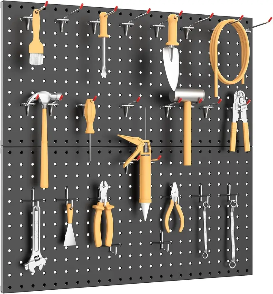 2pc 24x12 Inch Metal Pegboard Organiser | Wall-Mounted Storage | Multi-Room Use - Thumbnail 3