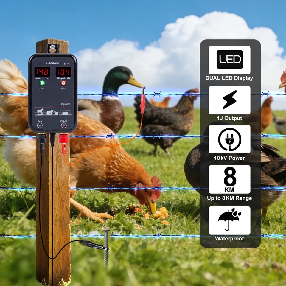 8KM Electric Fence Energiser | High Voltage Pulse Controller | Livestock & Farm Fencing - Thumbnail 3