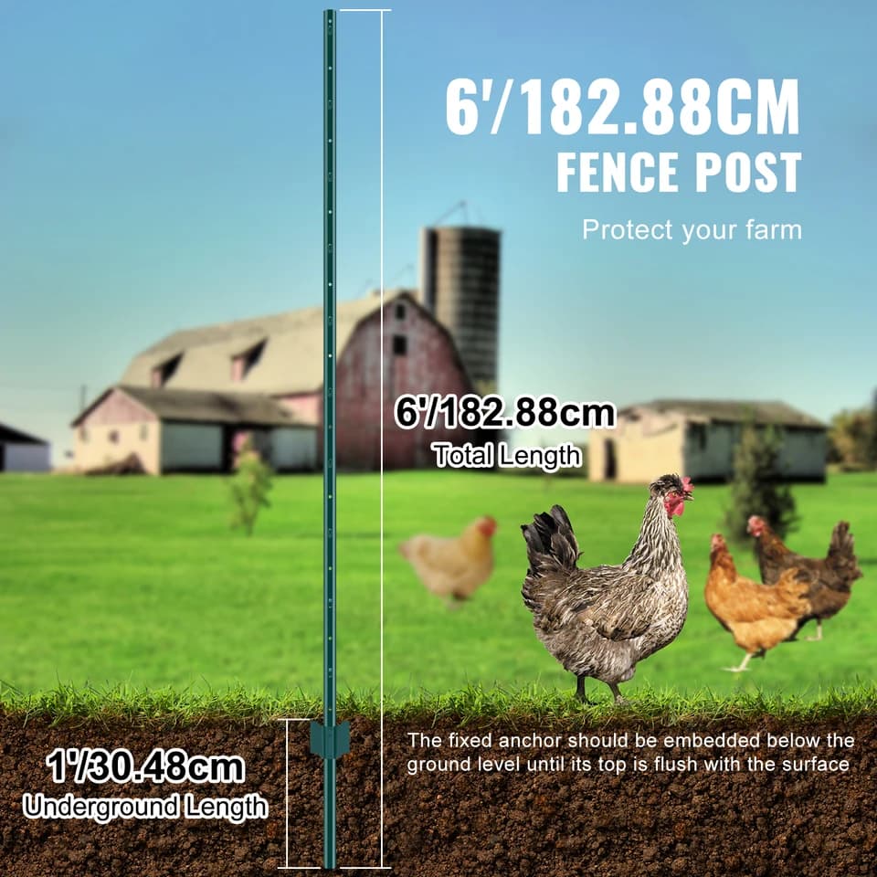 Heavy Duty Fence Post Spike | Steel T-Post for Wire Fencing | Garden & Farm Use - Thumbnail 3