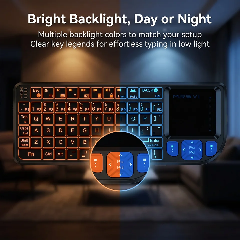 A8 PLUS Wireless Keyboard | Backlit 2.4GHz & Bluetooth 5.0 | For Android TV, Mac, Laptop - Thumbnail 4
