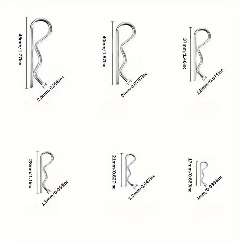 Pins Assortment Kit | 100pc R-Type Hitch Pins | M1-M3 Sizes in Box - Thumbnail 3
