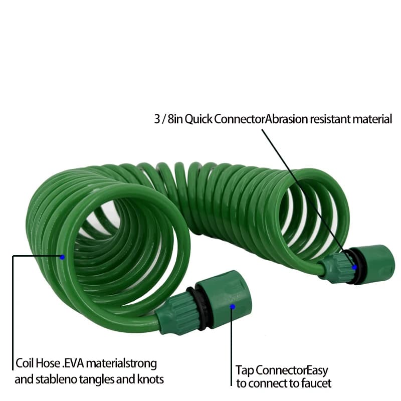 Garden Hose with 7-Function Nozzle | Car Cleaning Spring Pipe | Industrial Grade - Thumbnail 5