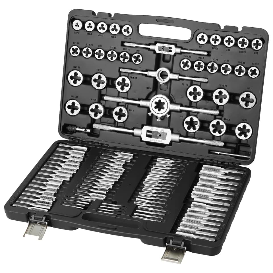 Tap and Die Set | 40-116pc Metric/SAE Bearing Steel | Essential Threading Tool - Thumbnail 2