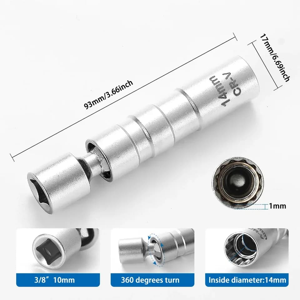 Spark Plug Socket | 14/16mm Thin Wall Design | 12-Point 3/8 Drive - Thumbnail 2