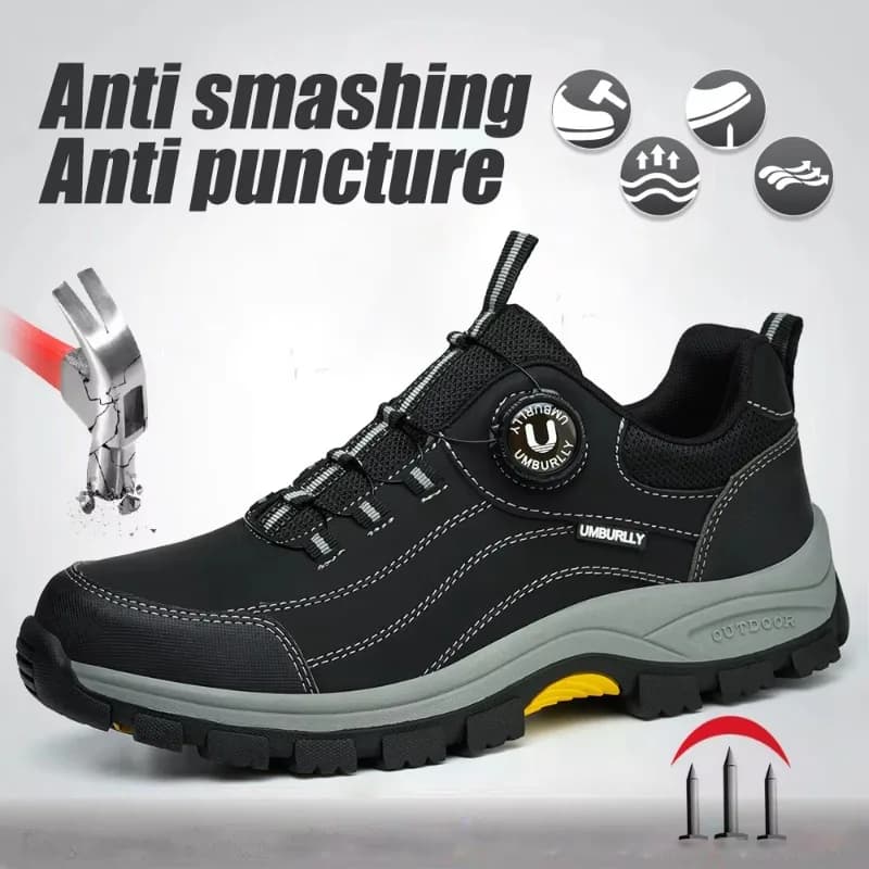 Black Leather Safety Wellington Boots | Steel Toe & Midsole | Industrial Workwear - Thumbnail 6