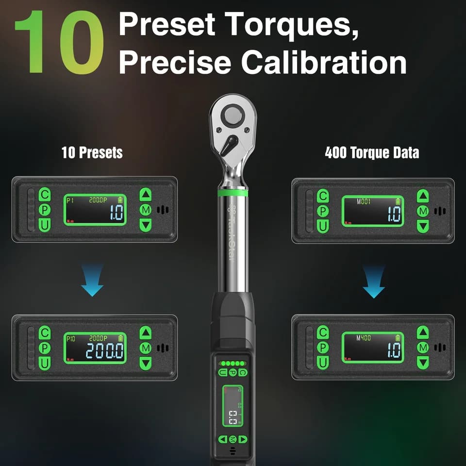 Digital Torque Wrench | 3/8" Drive, 0-220Nm | Motorcycle/Car Care - Thumbnail 8