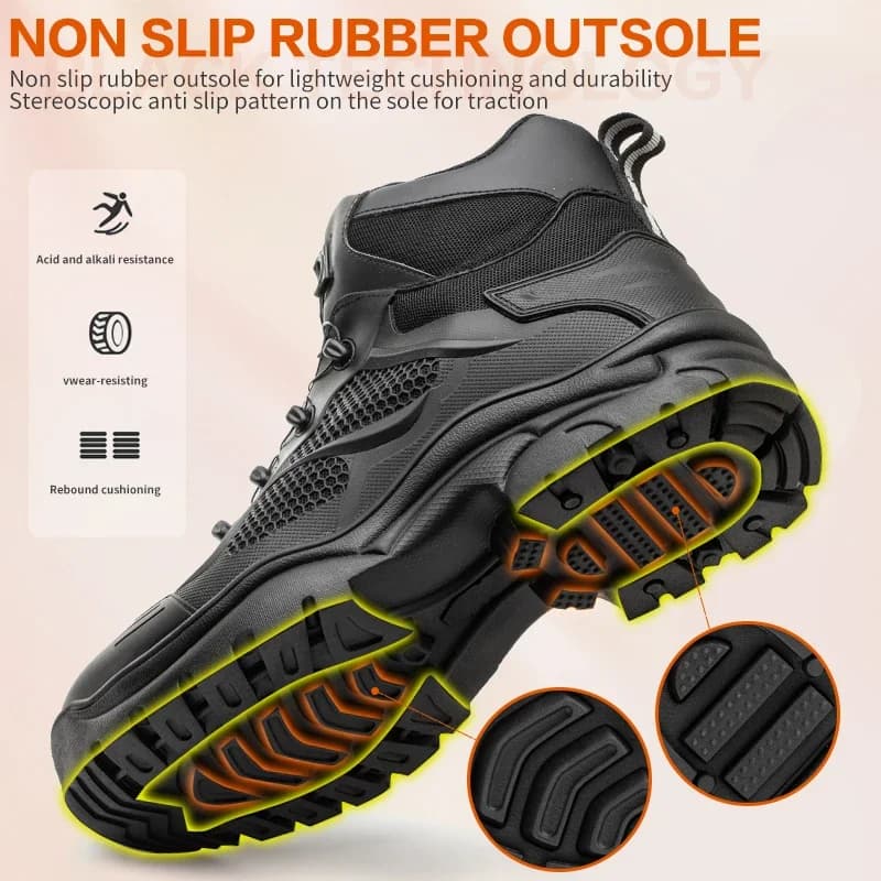 Safety Work Boots Men | Steel Toe Puncture-Proof | Breathable Rotary Buckle - Thumbnail 4
