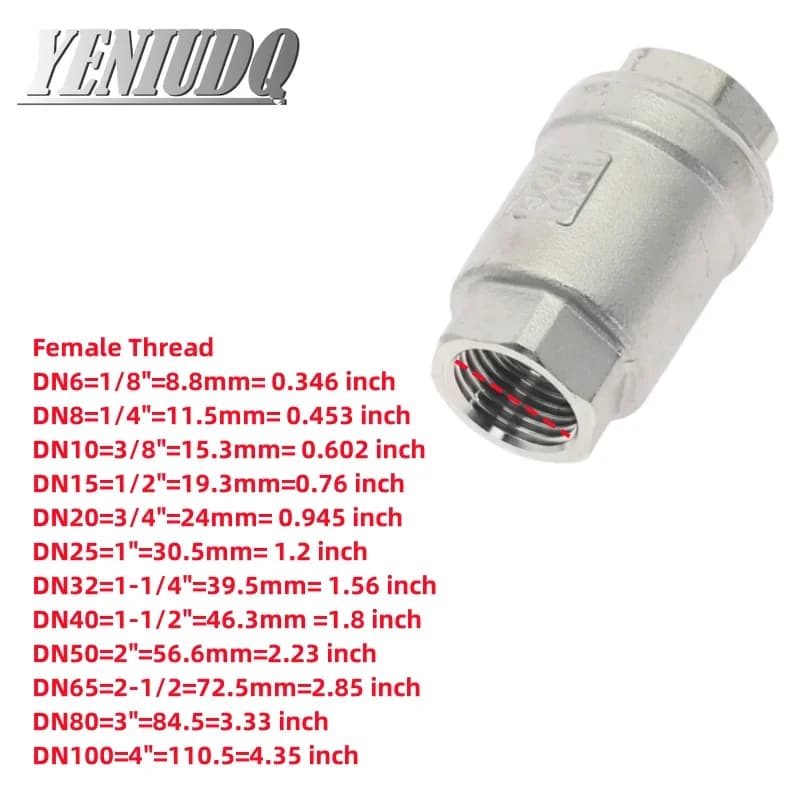 Stainless 304 Steel Vertical Check Valve | Water Pump One-Way | 1/2" to 2" Pipe DN15-50 - Thumbnail 6