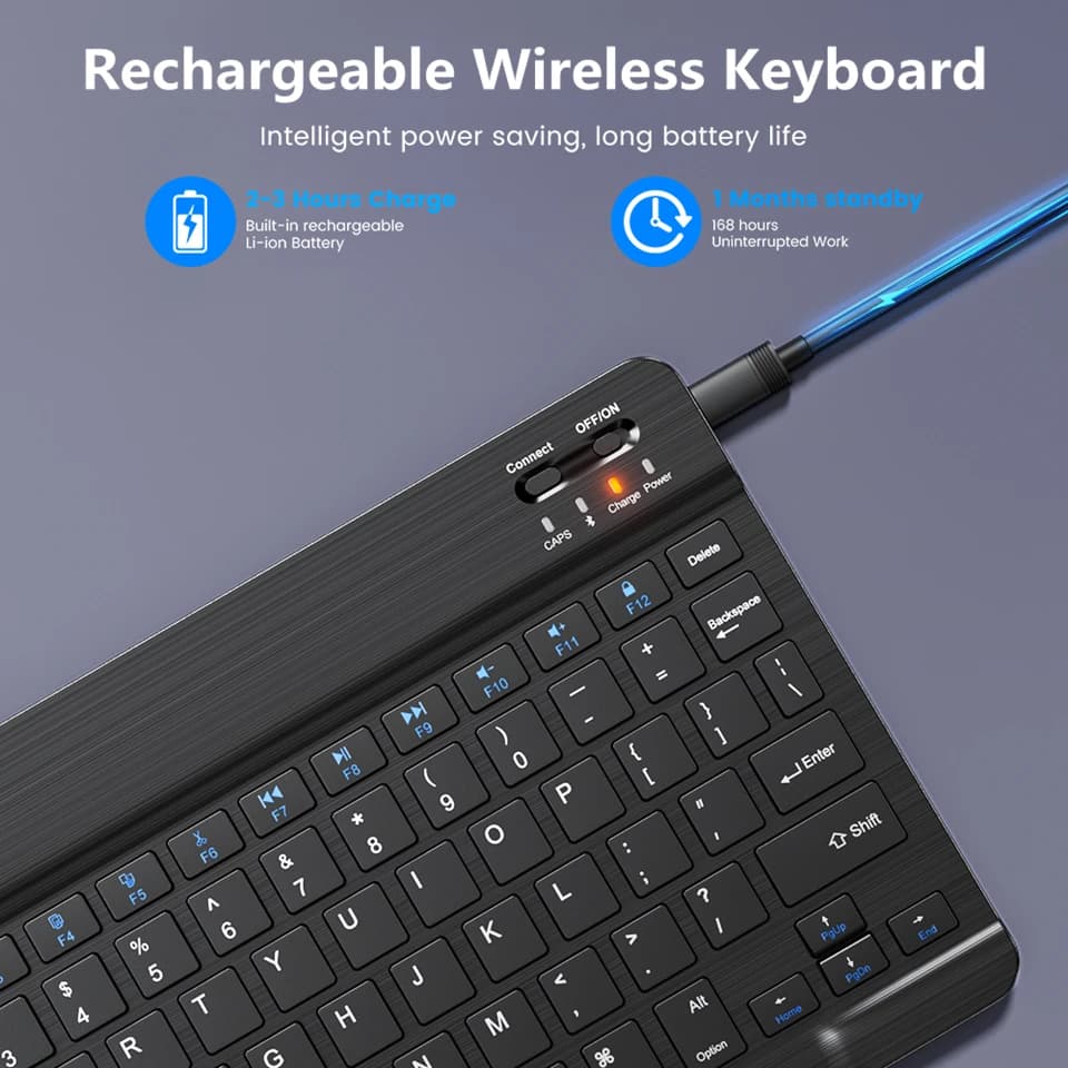 Mini Wireless Keyboard | Rechargeable Bluetooth | Android/iOS/Windows Compatible - Thumbnail 4