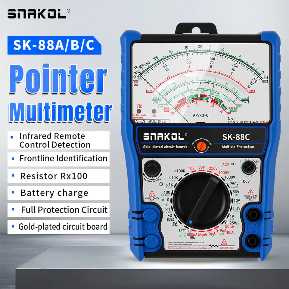 Analogue Multimeter | AC/DC 2500V Volt-Ammeter | Electrician's Tester - Thumbnail 3