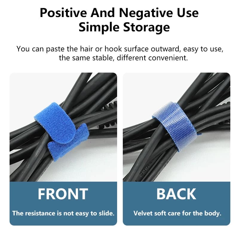 300mm Reusable Cable Ties | Nylon Hook & Loop | T-Type Wire Management - Thumbnail 4