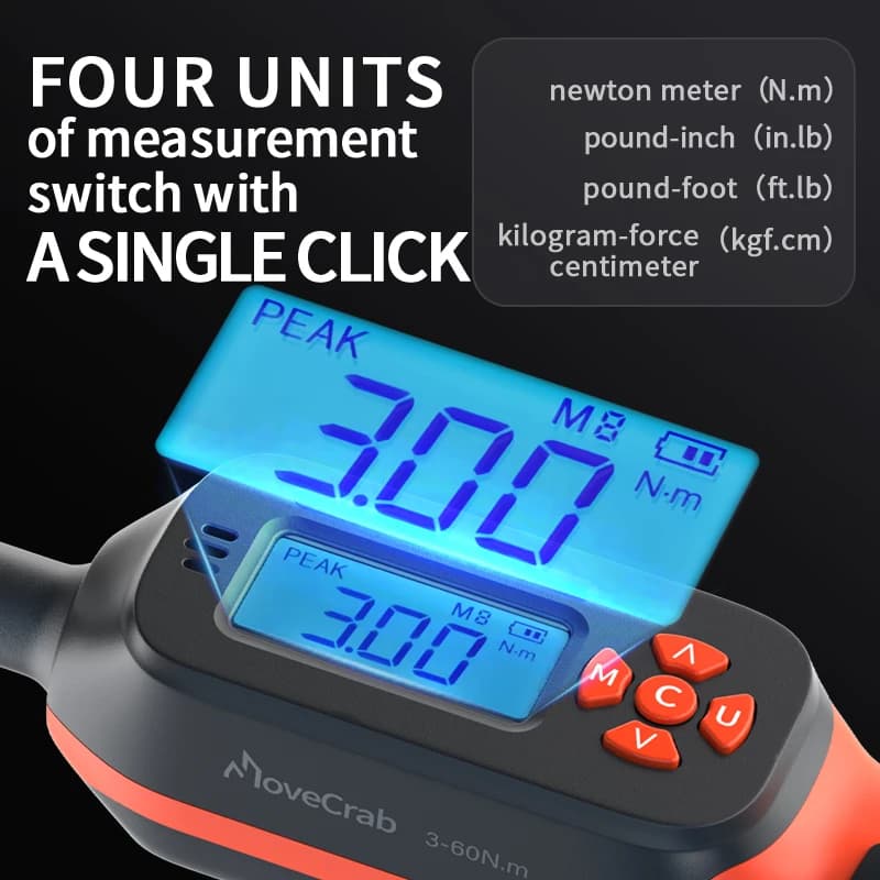 Digital Torque Wrench 1-340N.m | 2% Accuracy | LED/Buzzer Alerts for Automotive - Thumbnail 4