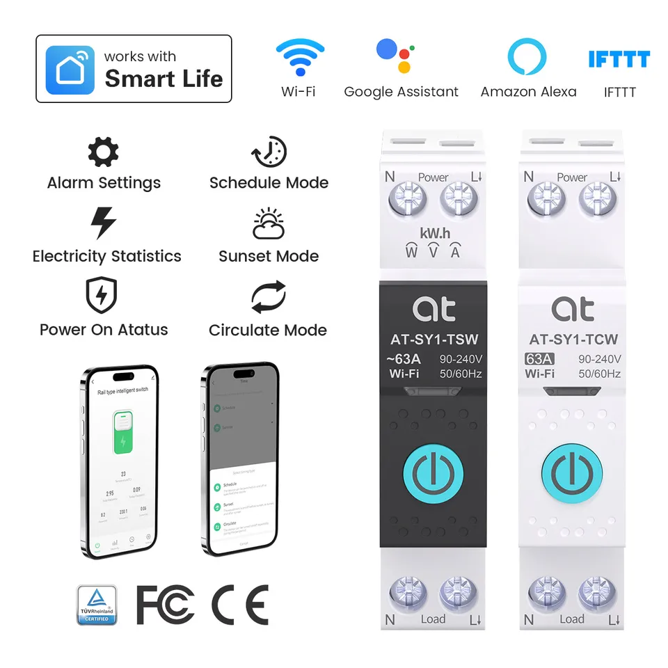 Smart Miniature Circuit Breaker 63A 1P | TUYA WiFi Power Metering | DIN Rail Remote Control - Thumbnail 3
