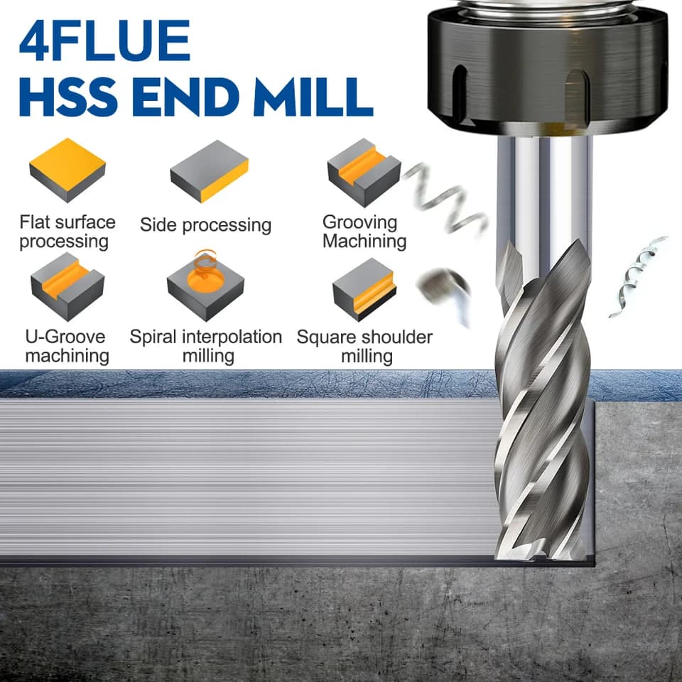 HSS 4 Flute Router Bits | 1.5-13mm End Mill | CNC Metal Cutter - Thumbnail 4