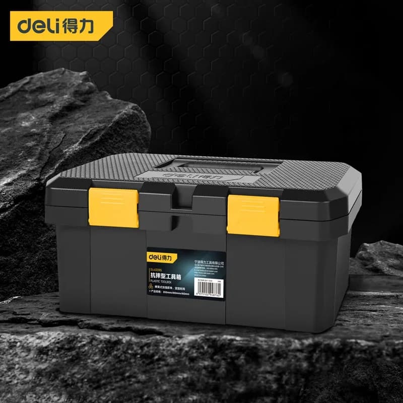 Deli 12/15 Inch Tool Box | Large Capacity Electrician Storage | Anti-Theft Clasp - Thumbnail 4