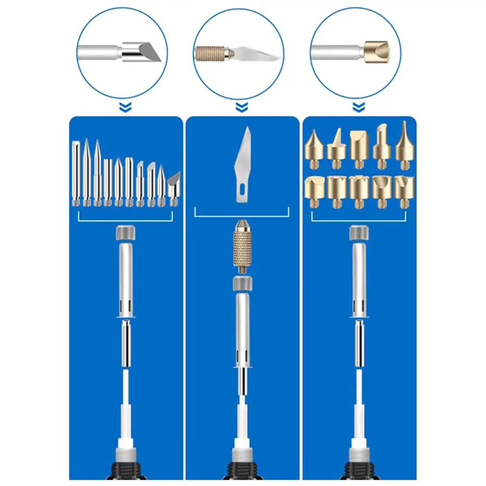 60W Pyrography Soldering Iron Kit | Adjustable Temp Wood Burning | Carving & Embossing - Thumbnail 5
