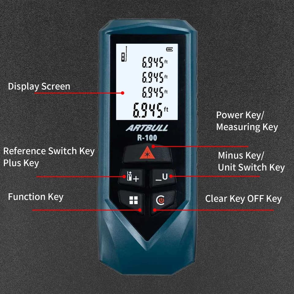 ARTBULL 100m Laser Measure | Infrared Rangefinder | Digital Tape - Thumbnail 3