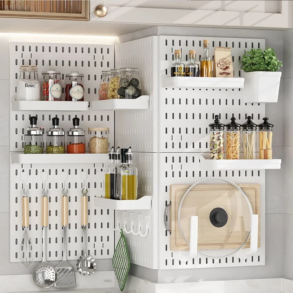 Pegboard Wall Organiser Panel | No-Drill Shelving System | Garage & Workshop Storage - Thumbnail 4