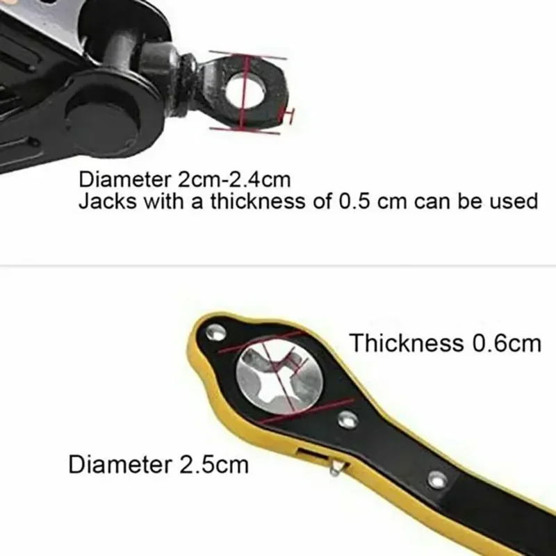 Scissor Jack Lift Car & Ratchet Wrench | Heavy Duty Tyre Lift | Garage/Roadside - Thumbnail 4