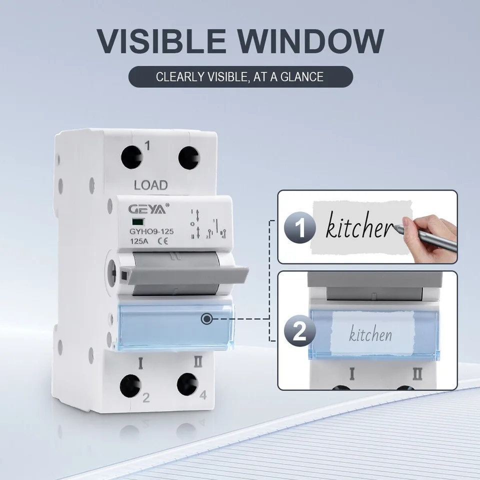 GEYA Din Rail Miniature Circuit Breaker | Dual Power Manual Transfer | 1P-4P Changeover - Thumbnail 2