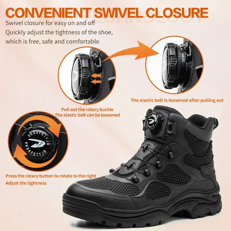Safety Work Boots Men | Steel Toe Puncture-Proof | Breathable Rotary Buckle - Thumbnail 3