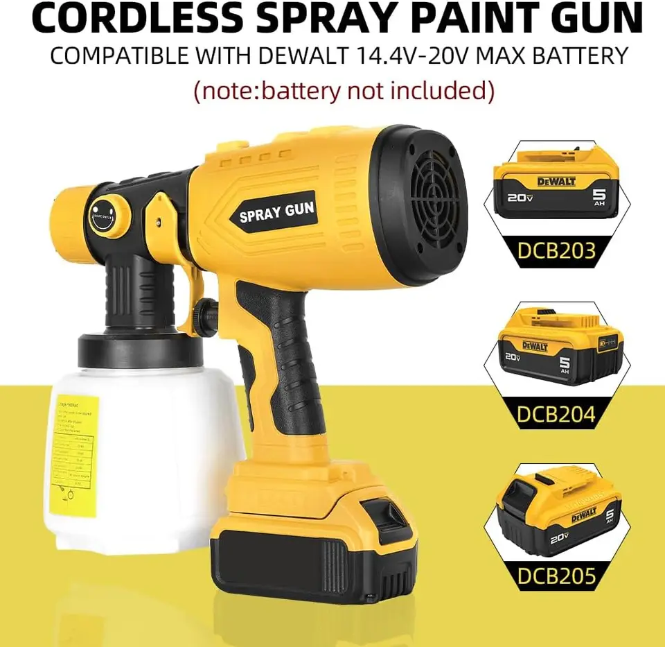 DeWalt 20V Paint Sprayer | 200W HVLP, 4 Copper Nozzles | For Home Painting - Thumbnail 5