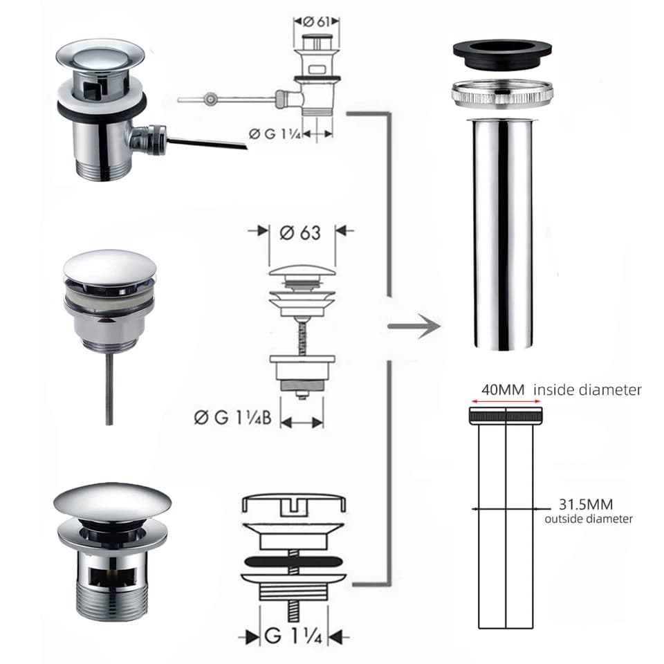 Custom Kitchen Sink Bottle Trap | Adjustable Length 10-80cm | Basin Waste Pipe Extension - Thumbnail 2