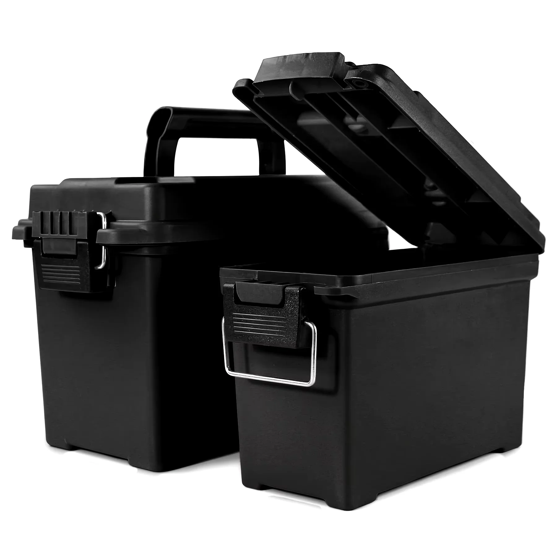 Hard plastic storage case designed as a protective organizer box for tools and hardware equipment.