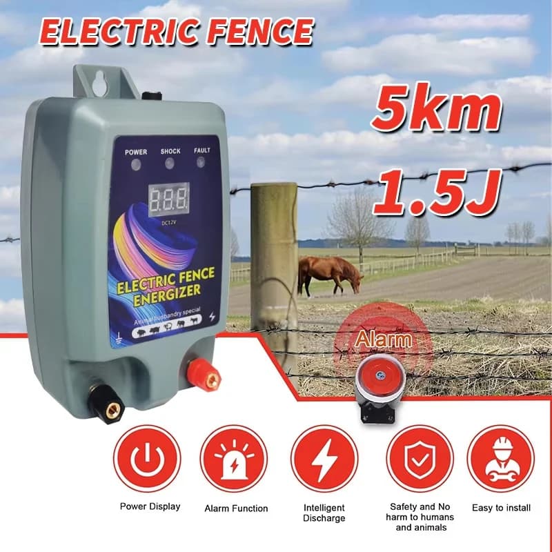 5km Electric Fence Energiser 12KV High Voltage | Poultry & Livestock Controller | Farm Animal Fencing - Thumbnail 8