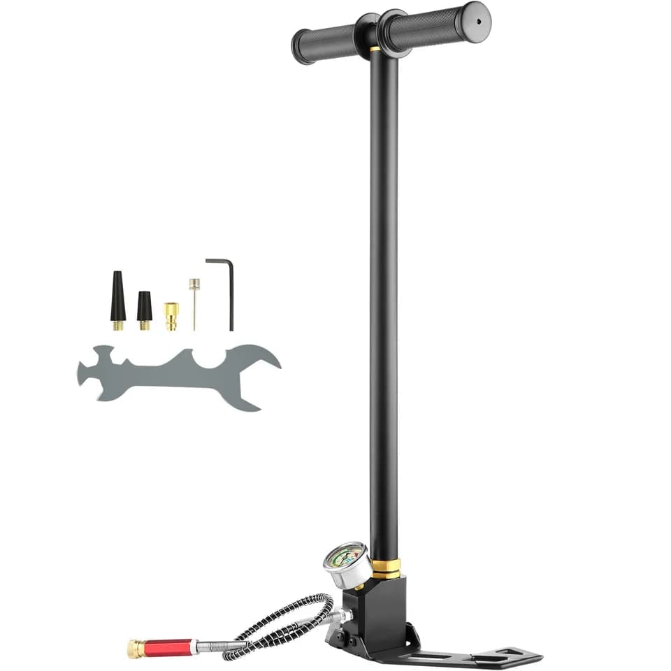 PCP Hand Pump for Air Con Condensate with accessories on a white background.